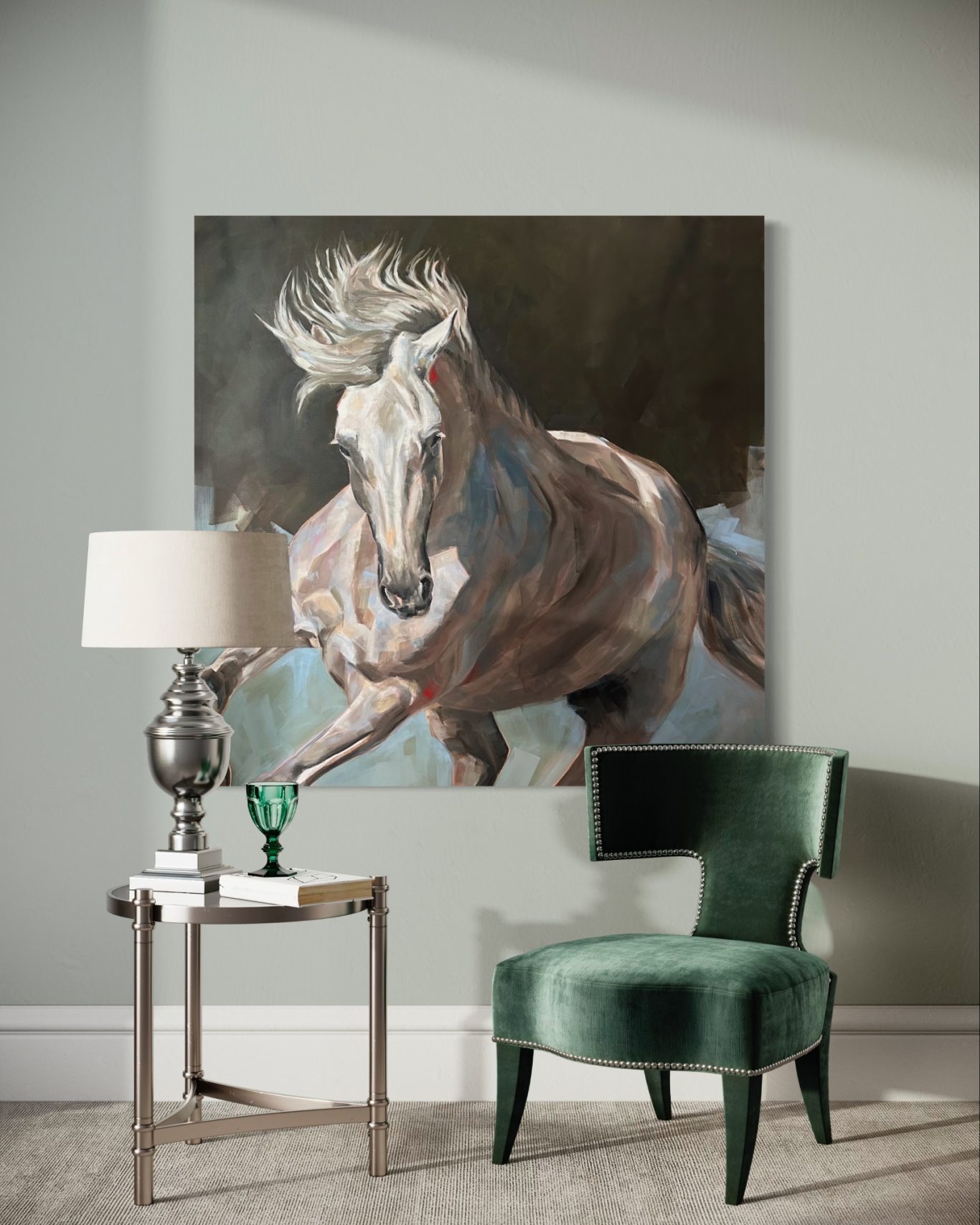 peinture cheval au galop