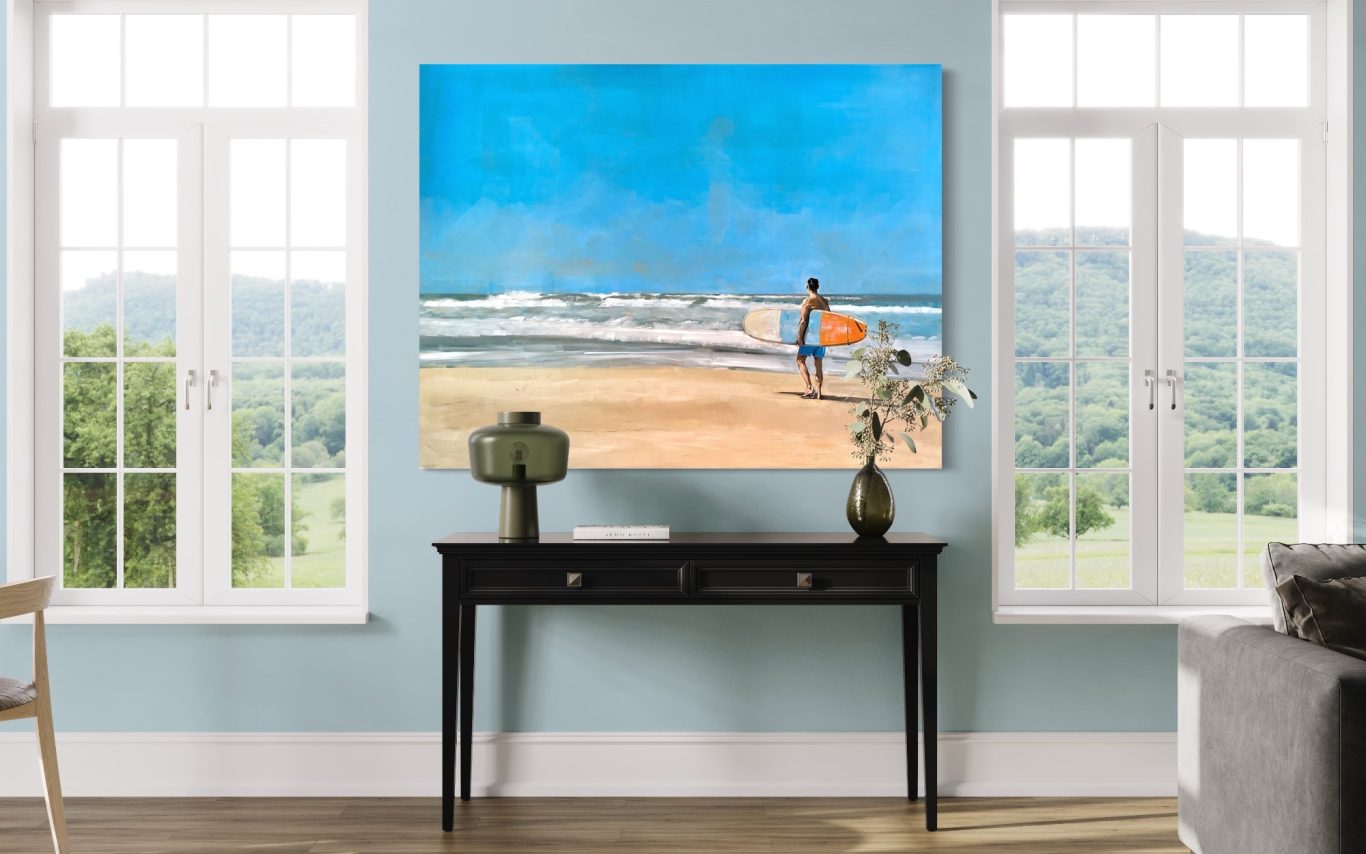 peinture surfeur à la plage