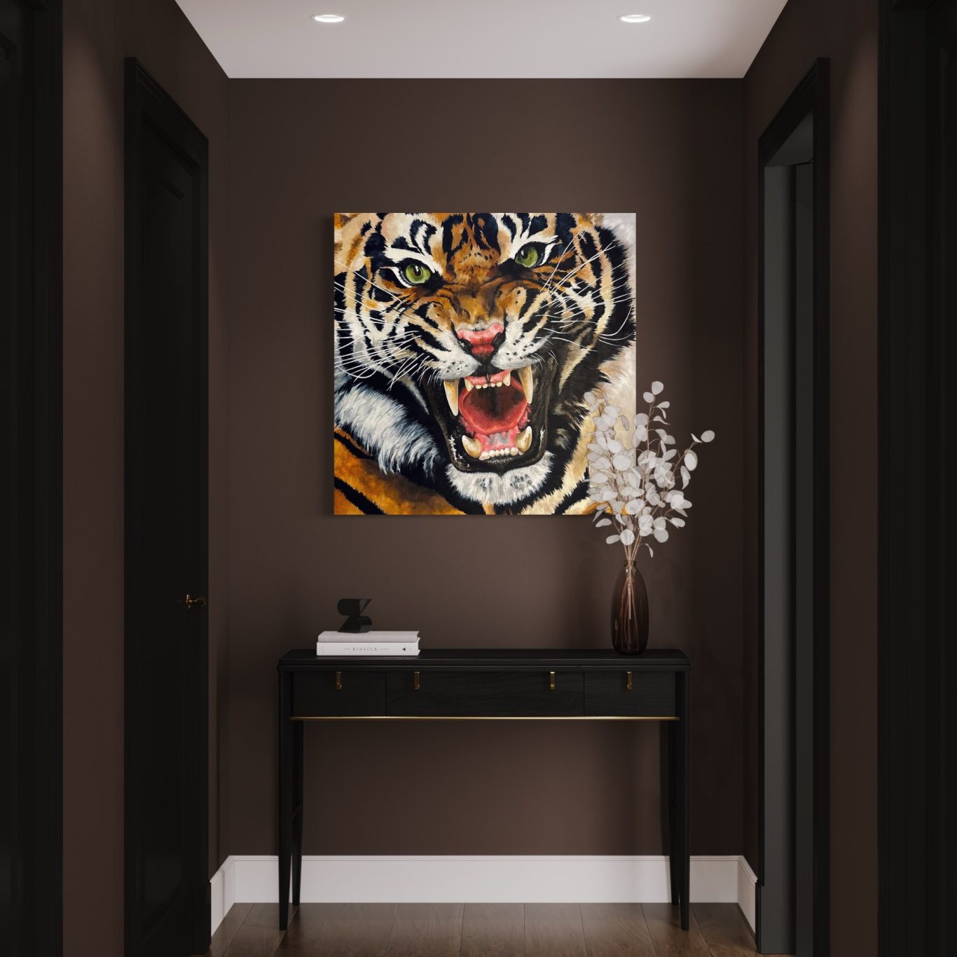 peinture tigre rugissant